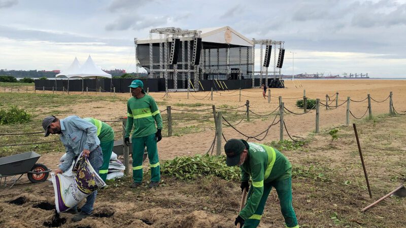 Recuperação da restinga da praia de Camburi é realizada em ação pelo Meio Ambiente
