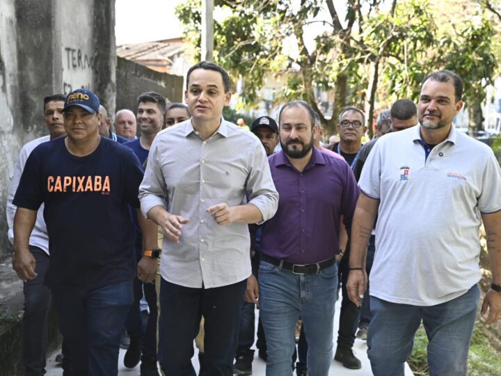 Pazolini realiza visita técnica às obras do novo Mirante de Santos Dumont, quadra e Parque Kids