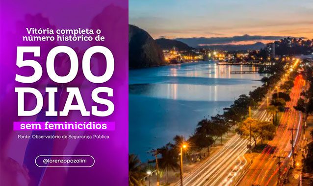 Histórico: Com ações da gestão Pazolini, Vitória completa 500 dias sem feminicídios
