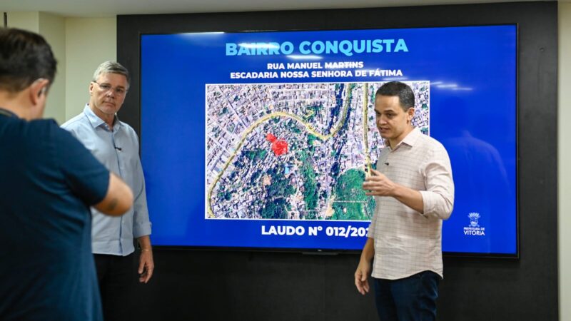 Gestão Pazolini autoriza novo edital para reforçar encostas em bairros da Grande São Pedro e entorno