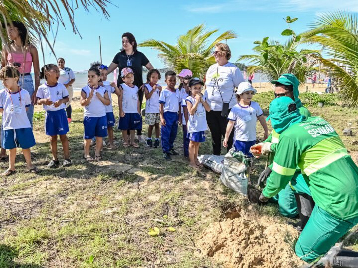 Mãos na terra: crianças de Vitória celebram a primavera plantando novas árvores no Parque Barão de Monjardim