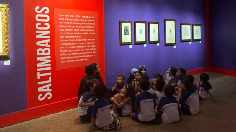 Alunos do Centro Educacional Agostiniano mergulham no universo de Picasso em visita a exposição no Palácio Anchieta