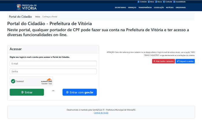 Prefeitura de Vitória facilita acesso ao Portal do Cidadão com integração ao gov.br