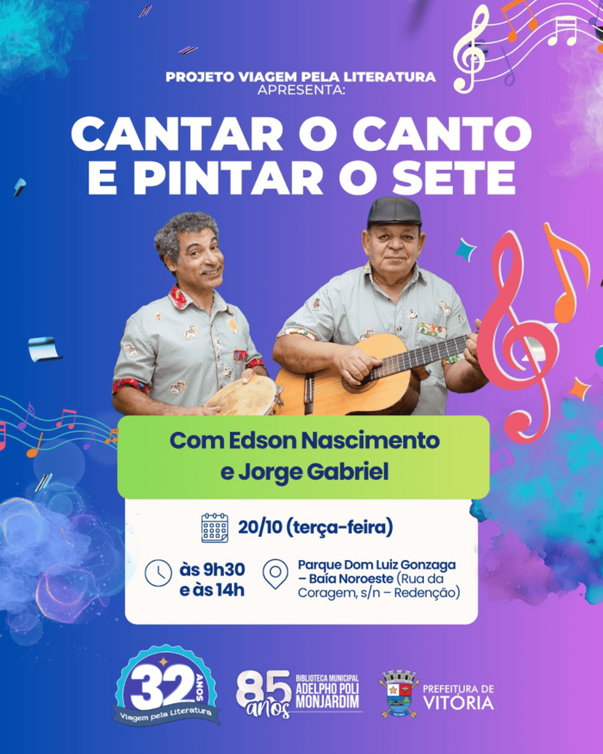 Viagem pela Literatura leva música, histórias e brincadeiras ao Parque Municipal Dom Luiz Gonzaga