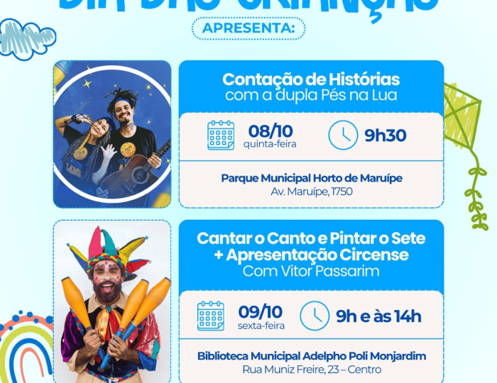 Vitória terá histórias e circo em programação especial para crianças
