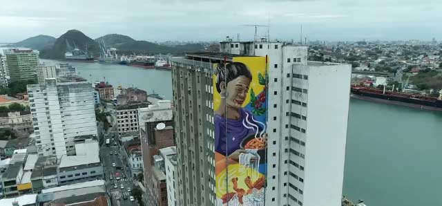 Pintura de 70 metros de altura traz cores e vida ao Centro de Vitória
