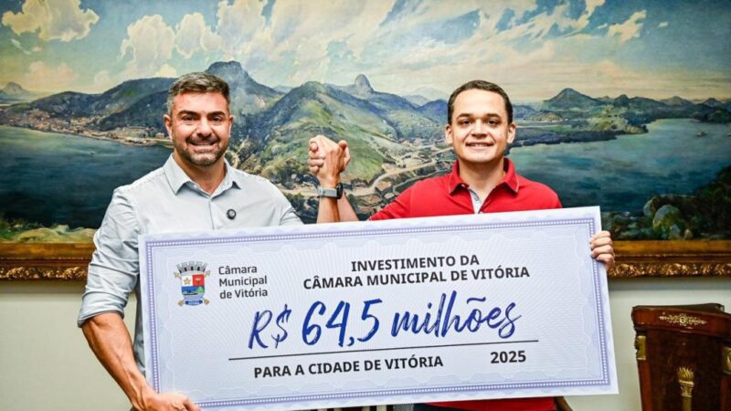 Câmara de Vitória faz devolução histórica de R$ 64,5 milhões aos cofres públicos